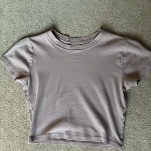 Hollister Gray/Pink Fitted Crop T-Shirt